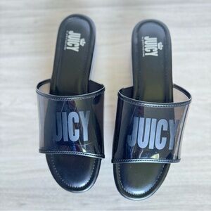Black & white striped Juicy by juicy couture platform Y2K style sandals